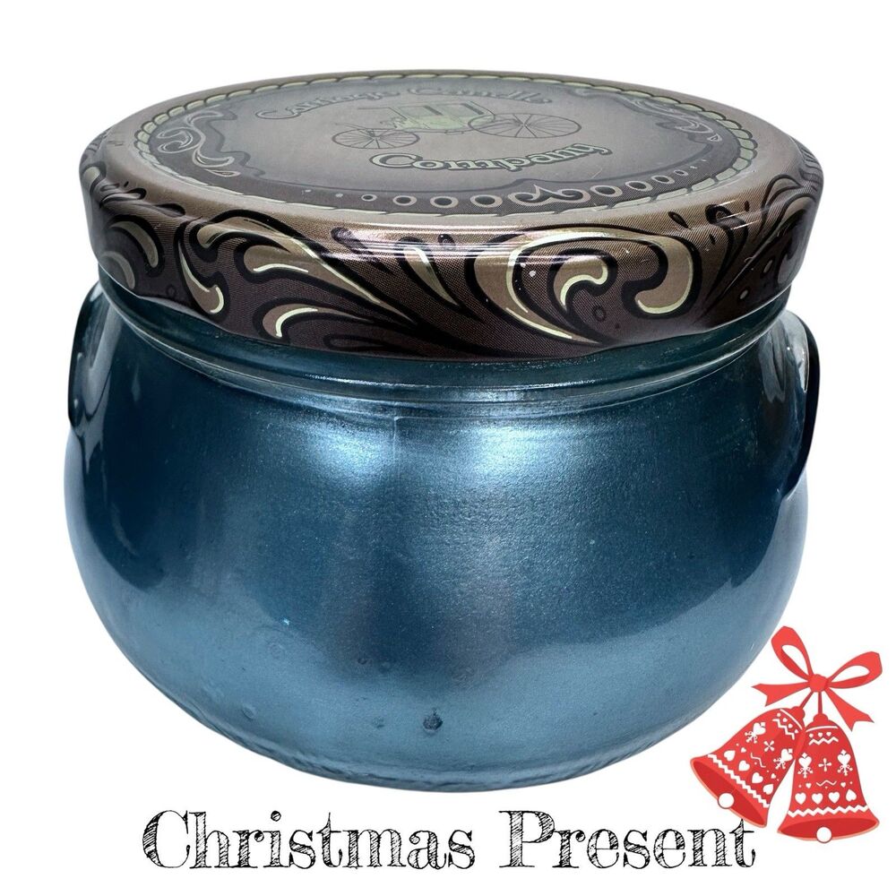 Carriage Candle Company Sugar Leaf Cool Waters Scented Candle Jar Blue NEW Gift